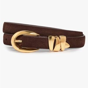 Madewell Triple Metal Keeper Belt - Chocolate Raisin Suede - Size Small